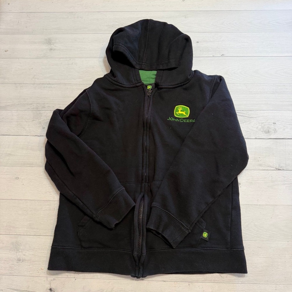 John Deere kids black and green zip up‎ sweatshirt 10/12